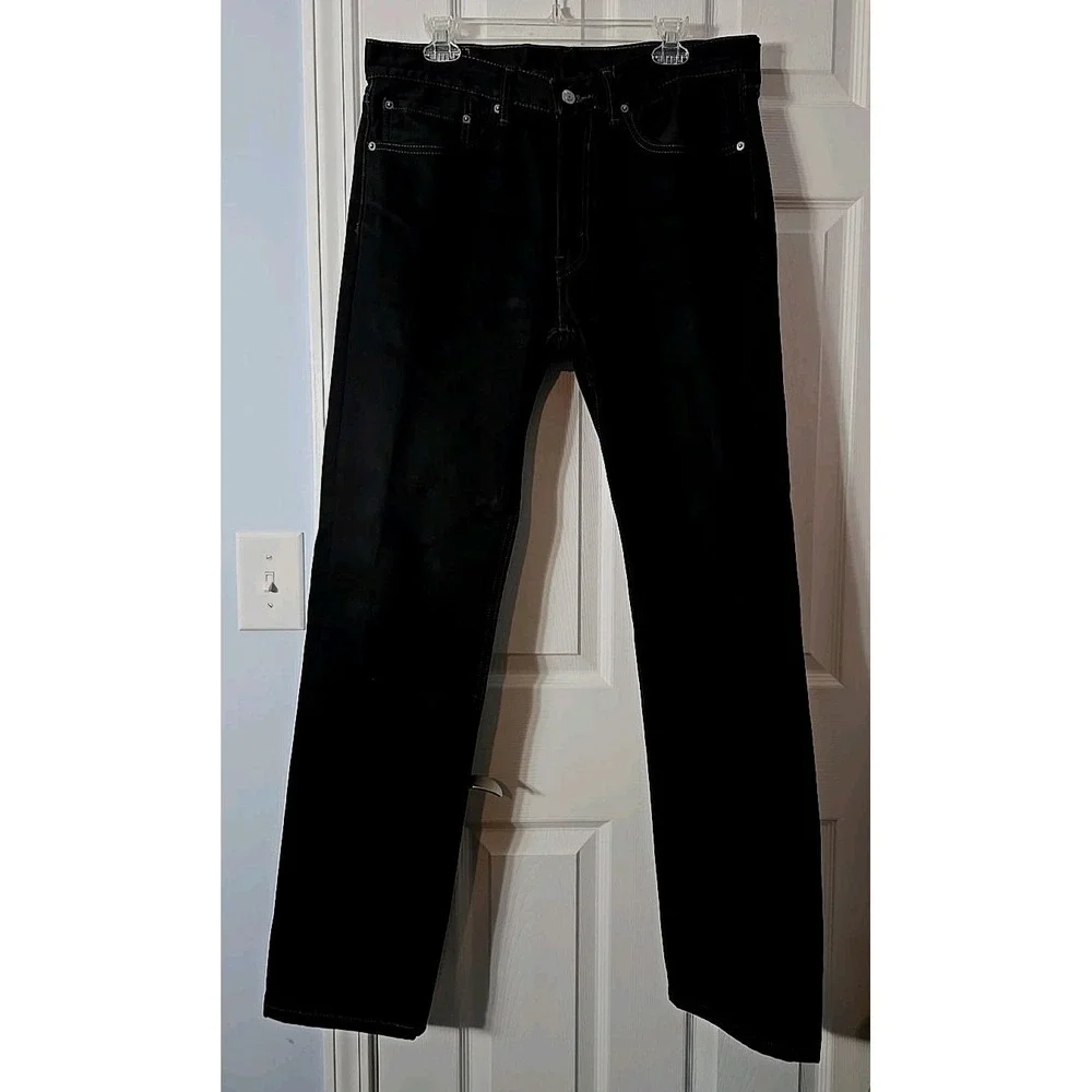 Levi's 505 Black Jeans Men's‎ Denim 34x34 (36x33 1/2) Made In 2017